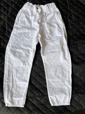 Zara White Elastic Waist Denim Joggers